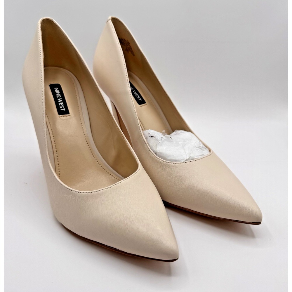 Nine West Trendz Women's 10M Ivory‎ White Heels Leather WNTRENDZ 0122